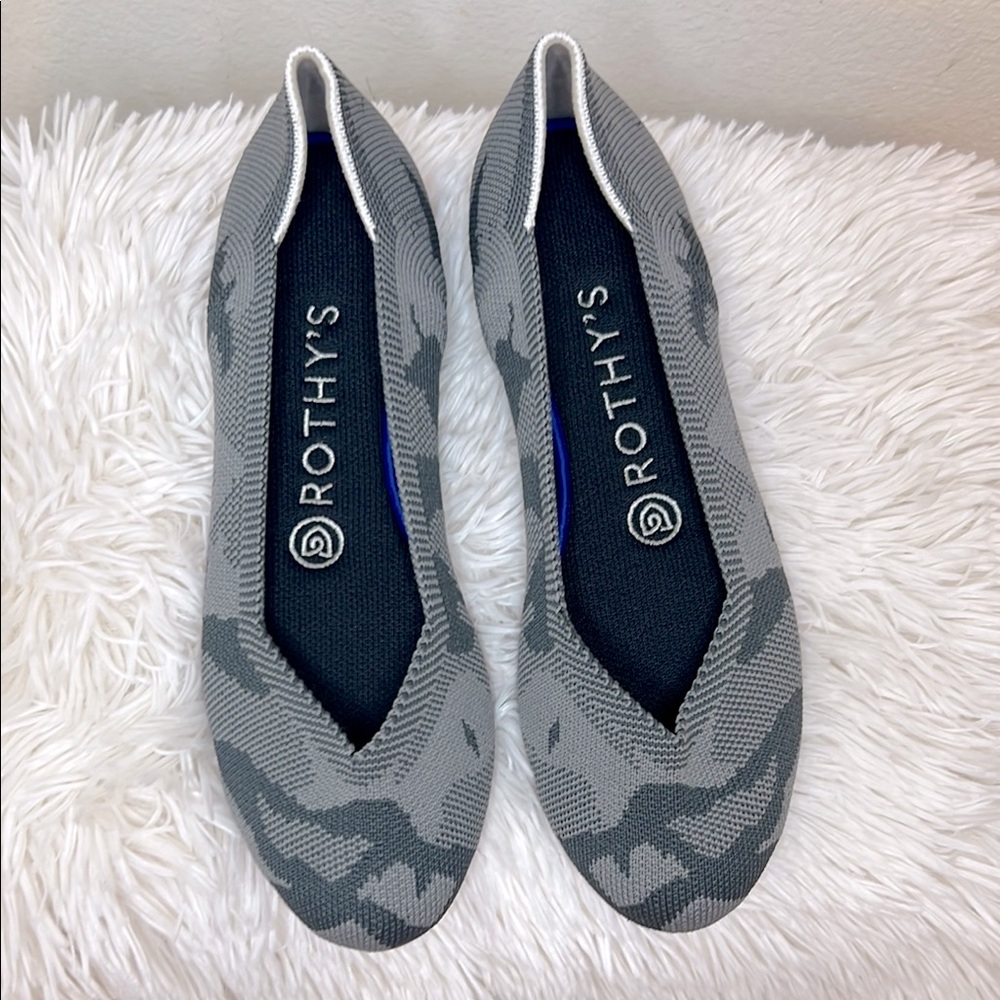 Rothy's Gray Camouflage Women's The Flat. New!  Size 6.5